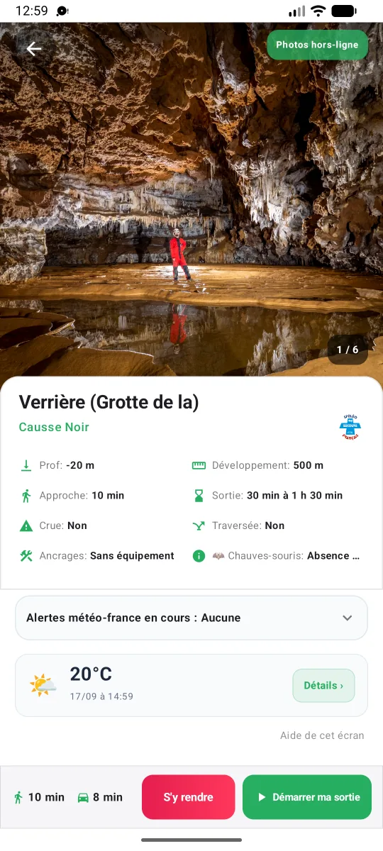 Fiche de la Grotte de la Verrière et sa photographie